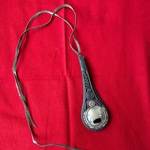 Large leather and stone fairy necklace